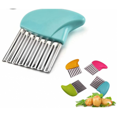 Stainless Steel Potato Carrot Chip Vegetable Crinkle Wavy Chopper Cutter French Fry Slicer